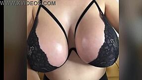 Young Milf with Big Milky Tits Shows Nipples in Slutty Masturbation