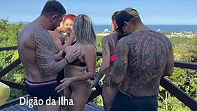 Amateur video of a wild party on the balcony with girls who like to have fun