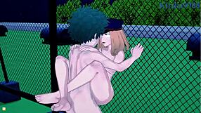 Camie, Itsuka, and Izuku in wild My Hero Academia hentai sex!