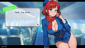 Redhead stewardess Honeysun takes off in erotic anime