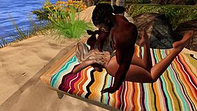 Second life black man fucks asian stepsister on the beach