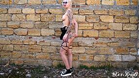 Look at this beautiful girl in lingerie getting fucked on the streets!