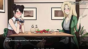 Tsunade and Tenten's big-boobed threesome in Naruto hentai game