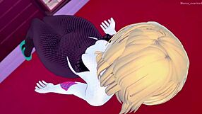 spider gwen wants to fuck using her suit in the love hotel adult version