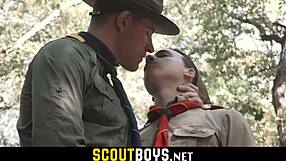 I watched this twink boy get bareback fucked by a huge scout master in the forest on scoutboys net.