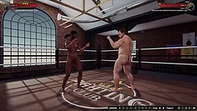 ethan fights dela naked in 3d, fingering her ass during wrestling sex.