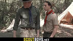 I watched this twink boy get bareback fucked by a huge scout master in the forest on scoutboys net.