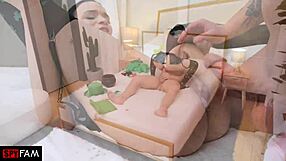 Stepbrother catches Selina Imai bent over, playing with wet tight pussy in missionary voyeur creampie for fans.