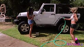 Hot Babes Jenna Foxx And Shy Finger Slits In Jeep