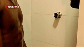 First time gay experience: straight black boy's shower scene with a homosexual friend