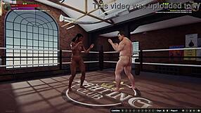 ethan fights dela naked in 3d, fingering her ass during wrestling sex.