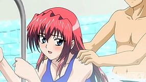 Hentai - Step Sister and Step Brother Almost Caught Fucking in the Pool