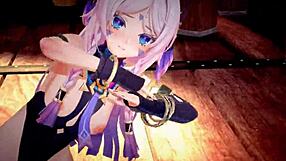 Genshin characters come alive in wild 3D hentai MMD scenes.