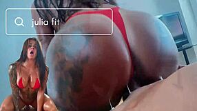 hot oily bitch in red bikini gets creampied