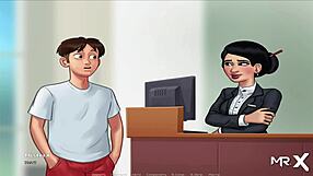 In summertime saga, she gives a blowjob on an expensive yacht