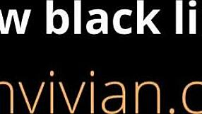 New black lingerie and fishnet stockings in striptease