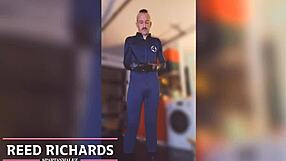 Reed Richards gets edged in halloween bondage with milk play