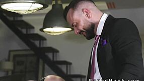 foursome gay anal sex in suits at real estate. sucking and assfucking with big cocks