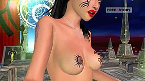 animated 3d cartoon of indian bhabhi posing in various positions