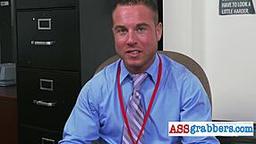 Kinky Manager Fucks Worker Using a Fat Dildo in Wild Office Scene