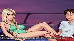 In summertime saga, she gives a blowjob on an expensive yacht