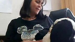 hey, mature milf riding her hairy toy in lingerie roleplay