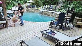 The twink gets his ass filled with cum by the muscular gay officer in the office