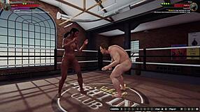 ethan fights dela naked in 3d, fingering her ass during wrestling sex.