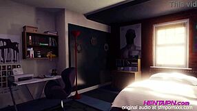 milf 3d hentai cabelo curto camisa verde peito grande short e calcinha vermelha fio dental dando no quarto