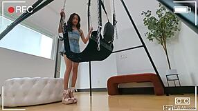 jade tests stepdad's cock on wild sex swing setup