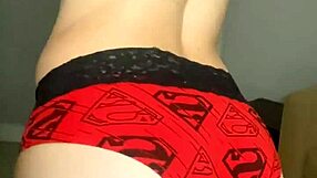 Faceless guy tries on panties in close-up view