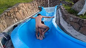 Skinny Colombian Stepsister Stuck In Pool Slide Gets Fucked Wildly Part 2