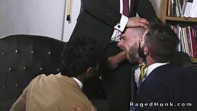 foursome gay anal sex in suits at real estate. sucking and assfucking with big cocks