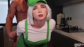 Blonde Barista in Shorts Offered to Rough Fuck Her Hot Holes Instead of Coffee POV