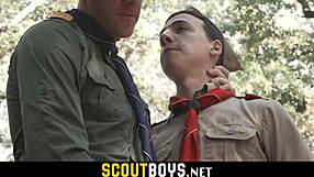 I watched this twink boy get bareback fucked by a huge scout master in the forest on scoutboys net.