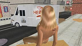 Animated 3d woman masturbates with banana