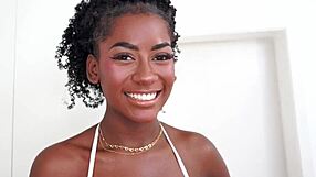 Brazilian ebony Jenny Pretinha twerks on big black cock before intense fucking