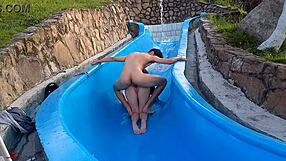 Skinny Colombian Stepsister Stuck In Pool Slide Gets Fucked Wildly Part 2