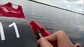 Steamy hot lake scene with a curvy beauty and a big cock man