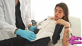 Shy doctor's office visit turns into steamy session