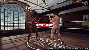 ethan fights dela naked in 3d, fingering her ass during wrestling sex.