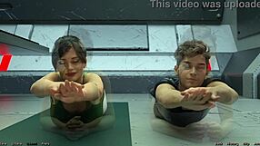 in stranded in space, the curvy milf does hot yoga in cute outfit