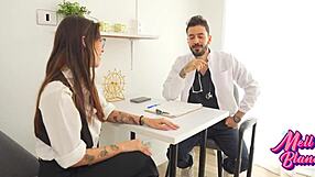 Shy Doctor Seduced to Fuck Hard in Office by Young Brunette