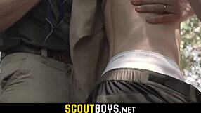 I watched this twink boy get bareback fucked by a huge scout master in the forest on scoutboys net.