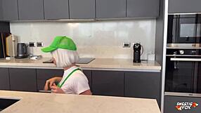 Blonde Barista in Shorts Offered to Rough Fuck Her Hot Holes Instead of Coffee POV