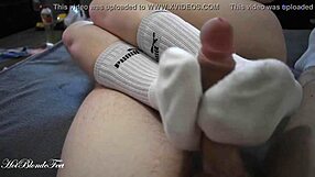 Sexy Footjob In Long Socks - Miley Grey