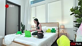 Stepbrother catches Selina Imai bent over, playing with wet tight pussy in missionary voyeur creampie for fans.