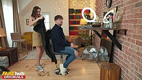 Fakehub Trainee Brunette Tries Cutting Hair Herself