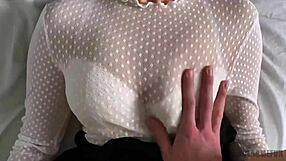 Natural tits bounce while she is fucked in the ass