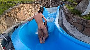 Skinny Colombian Stepsister Stuck In Pool Slide Gets Fucked Wildly Part 2